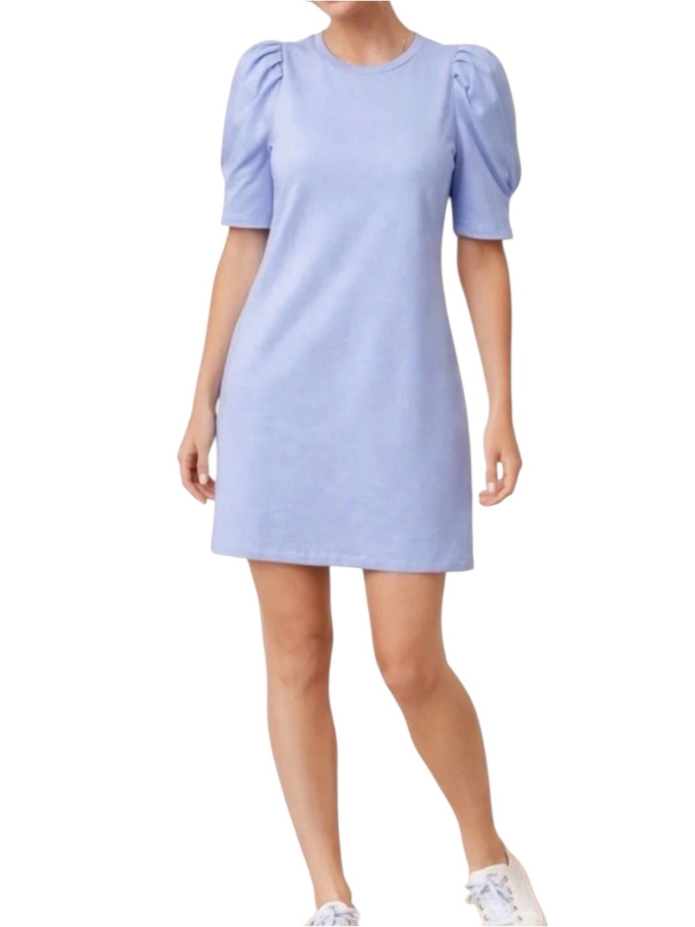 Pomander Place Baby Blue Puff Sleeve Round Neck Dress